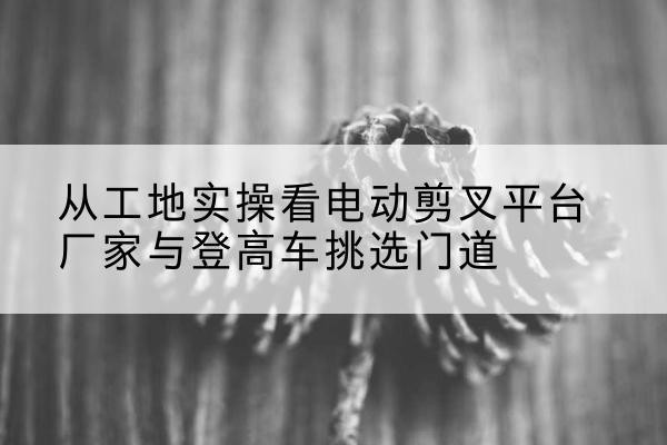 大新电动剪叉升降平台厂家-从工地实操看电动剪叉平台厂家与登高车挑选门道